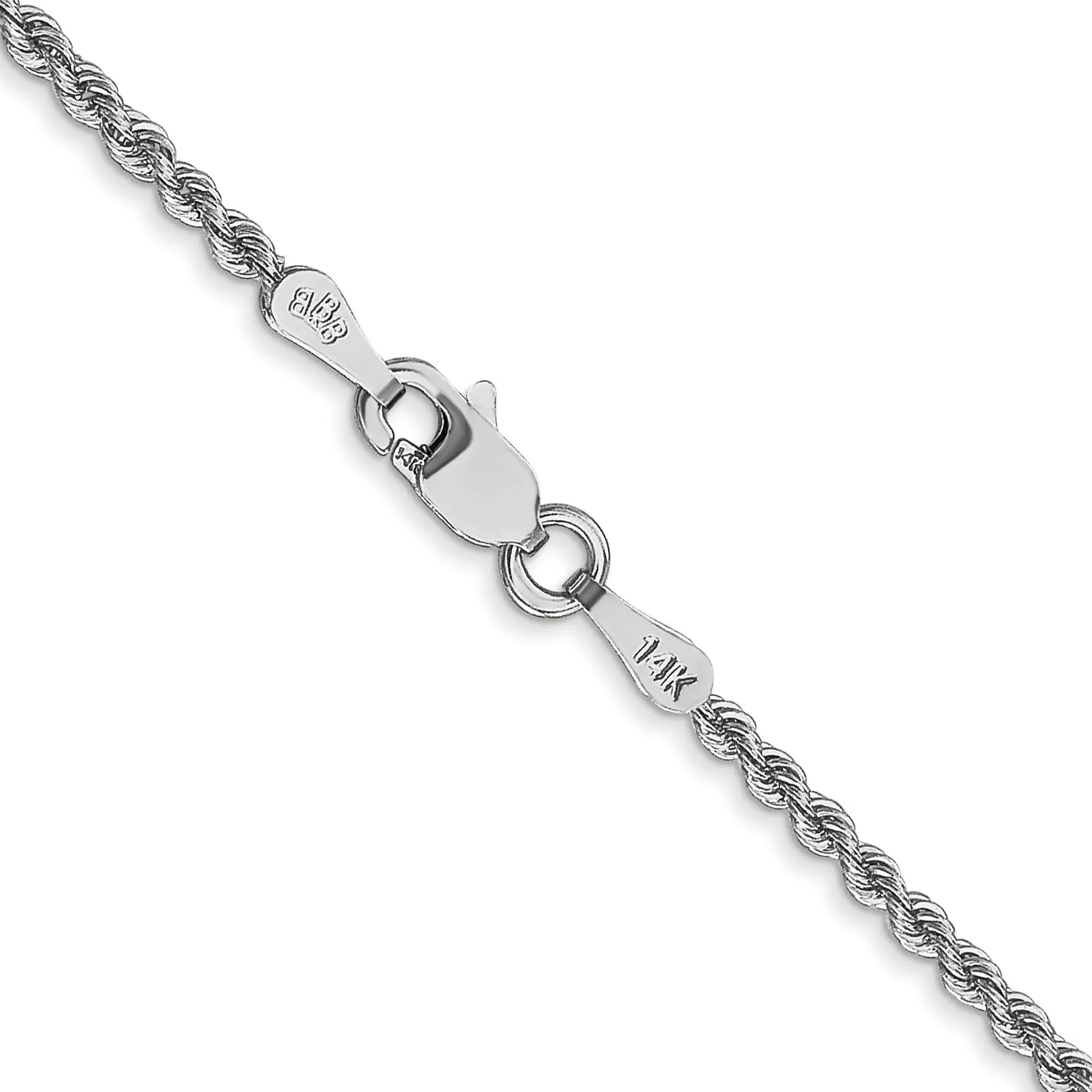 14k White Gold 2.0mm Handmade Rope Chain