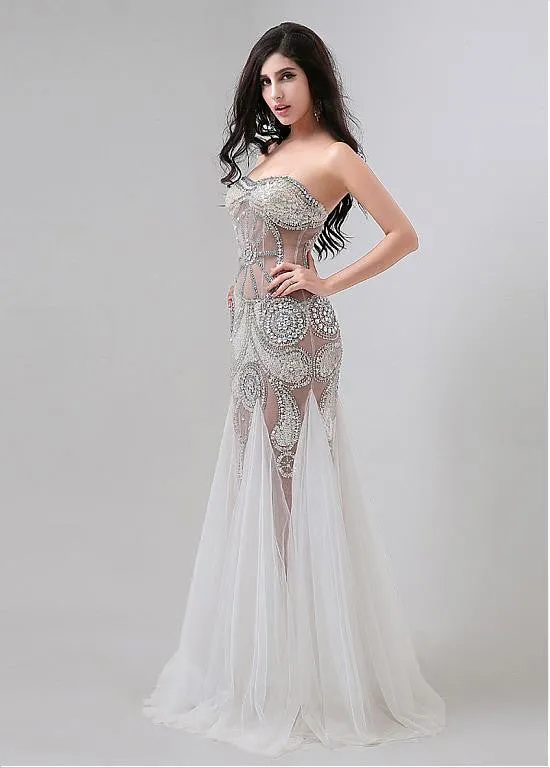 Chic See-through Mermaid Evening Dresses