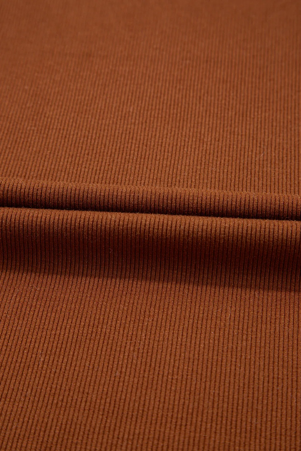 Cinnamon Leather Ruffle Sleeve Patchwork Round Neck Blouse